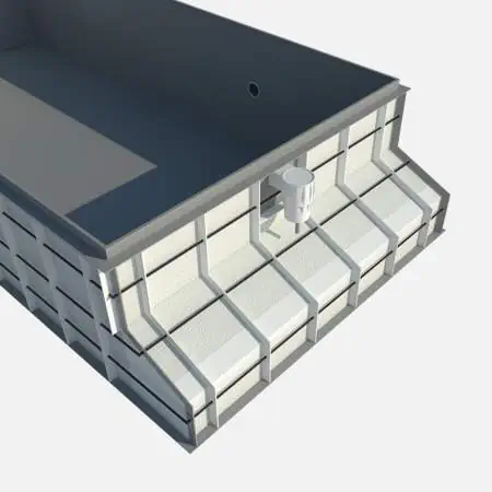 banc avec caisson pour couverture de sécurité immergée