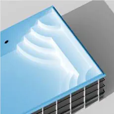 dubbelsidiga runda hörnsteg med bänk